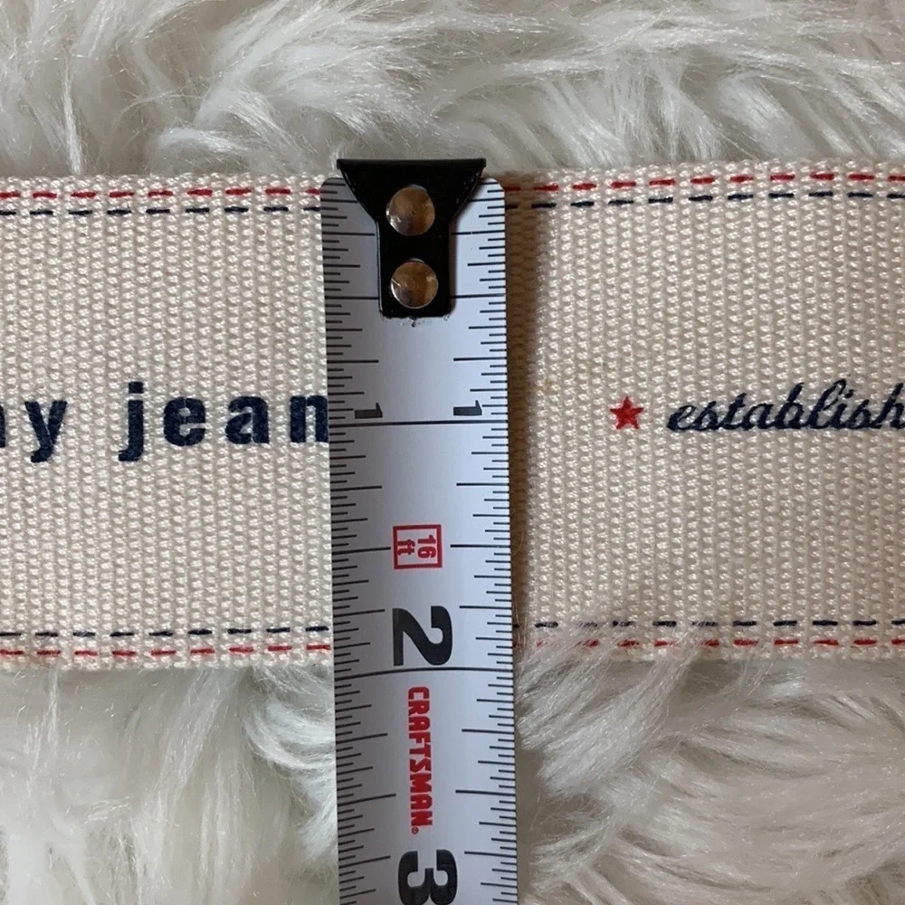 Tommy jeans white fabric / canvas belt with spellout